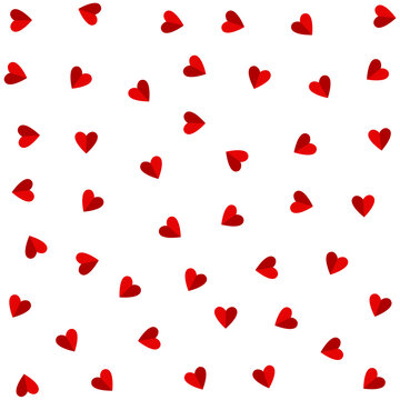 Red hearts on a white background. Vector stock illustration.