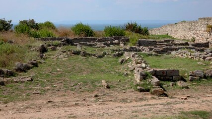 Canvas Print - Ruins of fortress on Cape Kaliakra on the Black Sea coast in Bulgaria, 4k