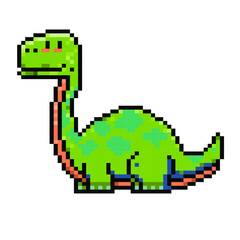 Wall Mural - Vector illustration of Cartoon Dinosaur - Pixel design