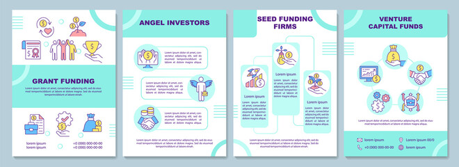 Wall Mural - Funding social entrepreneurship brochure template. Flyer, booklet, leaflet print, cover design with linear icons. Vector layouts for presentation, annual reports, advertisement pages