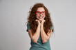 © gpointstudio - Cute redhead girl in funny glasses