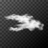 Fototapeta Na sufit - Detailed white cloud, piece of thick white fog on transparent