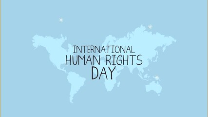 Sticker - human rights lettering in world maps animation