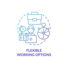 Fototapete - Flexible working options blue gradient concept icon. Employee perks abstract idea thin line illustration. Remote working at home. Office workplace. Vector isolated outline color drawing
