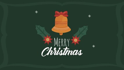 Wall Mural - merry christmas lettering with bell animation