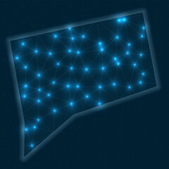 Poster - connecticut network map. abstract geometric map of the us state. digital connections and telecommuni