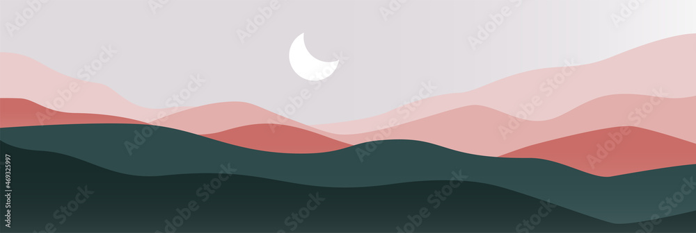 Abstract mountain landscape poster. Nature wall decor contemporary art ...