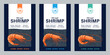 © Vlad Klok - Vector shrimp label or package design. Seafood abstract design template. Prawn illustrations