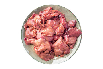 chicken liver raw offal pieces meal snack copy space food background rustic. top view