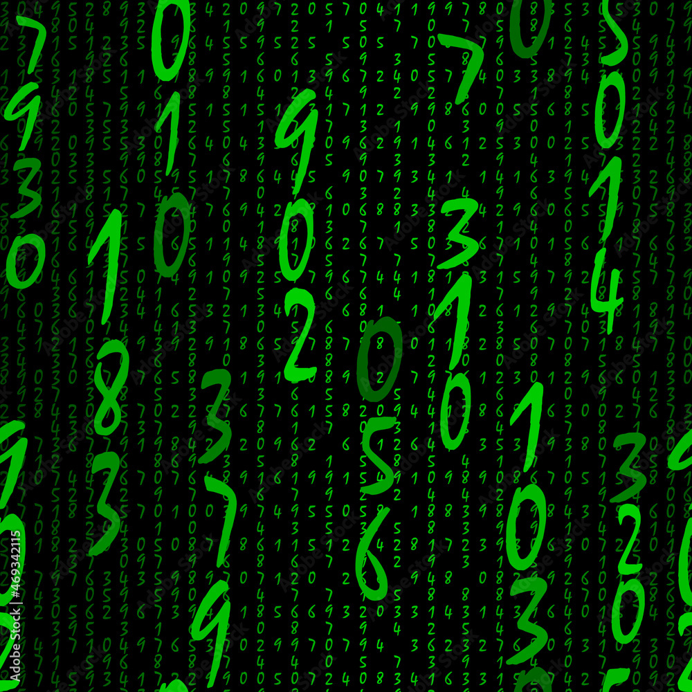 Matrix background. Green digital vector seamless pattern. Digitally ...