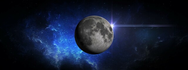Wall Mural - panoramic view of the moon in space 3d illustration