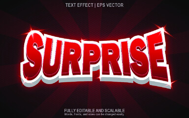 surprise text effect with red and white color