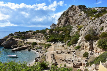 Poster - archaeological site of temple of Hera near village Perachora in Greece