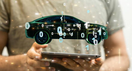 Poster - Energy car concept. Vehicle EV charge battery electric