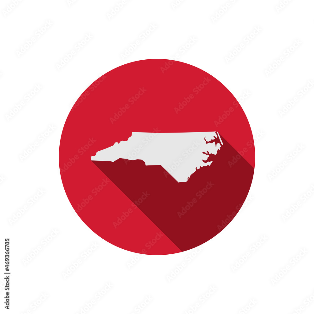 North Carolina state circle map with long shadow Stock Vector | Adobe Stock