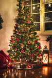 Fototapeta Tulipany - Decorated Christmas Tree at Home 