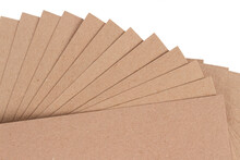 Set Of Cardboard Layer Pads, Sheets Of Recycled Paperboard Isolated On White. Environmentally Friendly Paper Packaging. Packaging For Safe Transportation