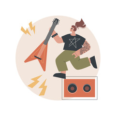 Poster - Rock music abstract concept vector illustration. Rock-and-roll concert, rock music festival culture, record store, live performance, garage recording studio, band rehearsal abstract metaphor.