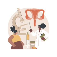 Poster - Assisted reproductive technology abstract concept vector illustration. Infertility procedures, womans egg, pregnancy test, sperm donation, reproductive medicine clinic abstract metaphor.