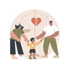 Poster - Child custody abstract concept vector illustration. Child cart, marriage dissolution, family conflict, parents divorce, visitation rights, break up, family law, alimony abstract metaphor.