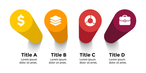 3D Vector Perspective Infographic. Presentation business slide template. 4 step options. Timeline chart concept.