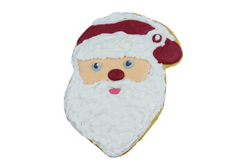 Wall Mural - Christmas gingerbread cookie made in shape of Santa Claus isolated on white background