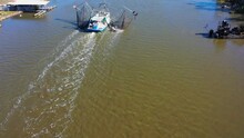 Aerial View Of A Shrimper Underway In Chauvin Louisiana