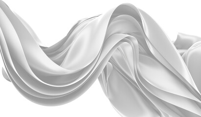 Wall Mural - Beautiful flowing fabric of white wavy silk or satin. 3d rendering image.