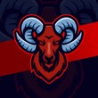 goat ram head mascot esport logo design character for sport game and farm logo