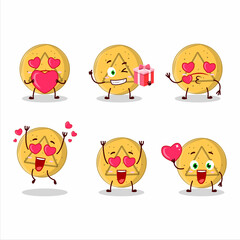 Sticker - Dalgona candy triangle cartoon character with love cute emoticon