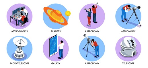 Wall Mural - Astronomy Isometric Round Compositions