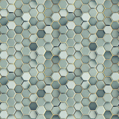 Poster - Seamless pattern of white concrete hexagon cells 3D rendering illustration