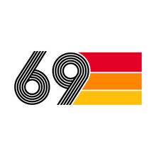 Nunber 69, Sixty  Nine Retro Design, Vintage Style.