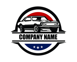 Muscle car silhouette logo vector concept badge emblem isolated