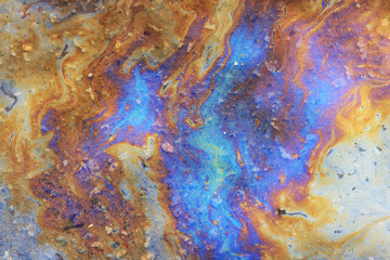  multicolored spot gasoline abstract background, abstract oil spill on water