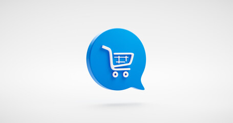 Wall Mural - shopping cart icon message bubble or e-commerce buy symbol illustration flat design and shop purchas