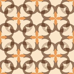 Poster - Brown, orange and off white retro vector seamless repeat pattern print background