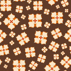Poster - Brown an d orange simple retro clover pattern with texture vector seamless repeat pattern print background
