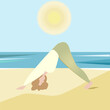 © svetlanamay - Yoga asana dog face down on the beach