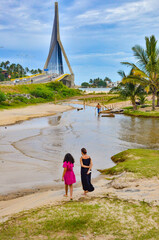 Sticker - A beautiful view of Pontal Bridge in Ilheus, Bahia, Brazil.