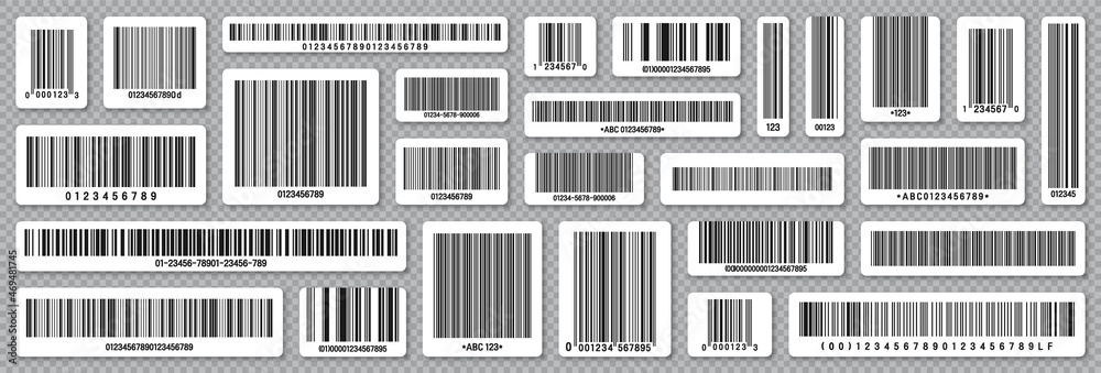 Set of product barcodes. Identification tracking code. Serial number ...