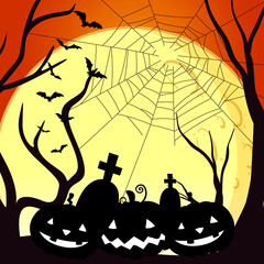 Poster - Halloween background template with scary pumpkin