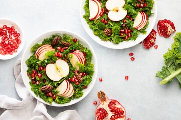 Wall Mural - Kale apple and pomegranate salad vegan recipe