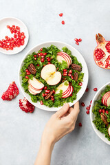 Wall Mural - Kale apple and pomegranate salad vegan recipe