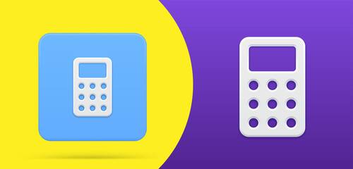 Poster - Calculator simple 3d icon squared button set vector illustration. Accounting mathematics