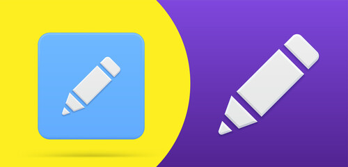 Poster - Simple pencil 3d icon button set vector illustration. Felt pen marker for drawing writing painting