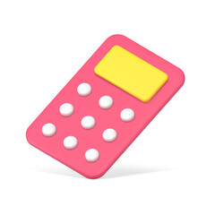 Poster - Simple pink calculator with yellow display 3d icon vector illustration