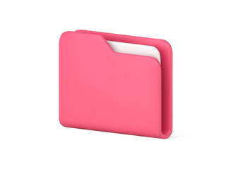 Poster - Pink folder for documents storage 3d icon vector illustration