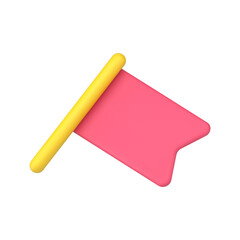 Poster - Red flag 3d icon vector illustration. Pushpin symbol of achievement, victory, location label