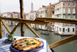 Pizza place terrace overlooking the Venice Canal